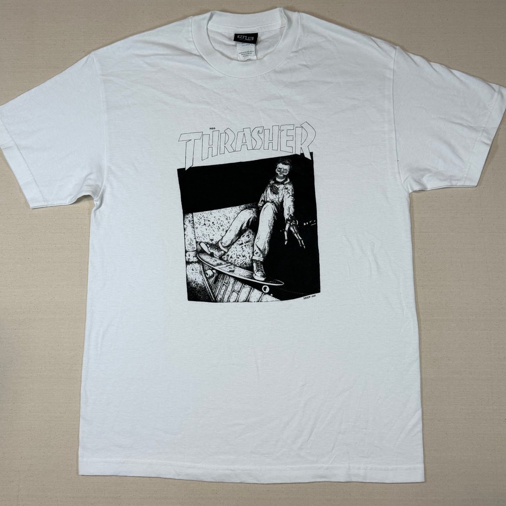 Thrasher Magazine Skeleton Skater T-Shirt Mens Large Lance Mountain Y2K